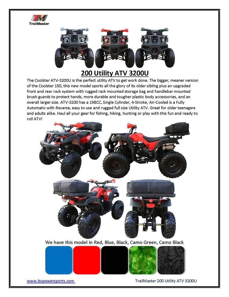 Coolster ATV 3200U 168cc Ranch-Style Adult ATV, Automatic with Reverse, Electric Start - Image 6